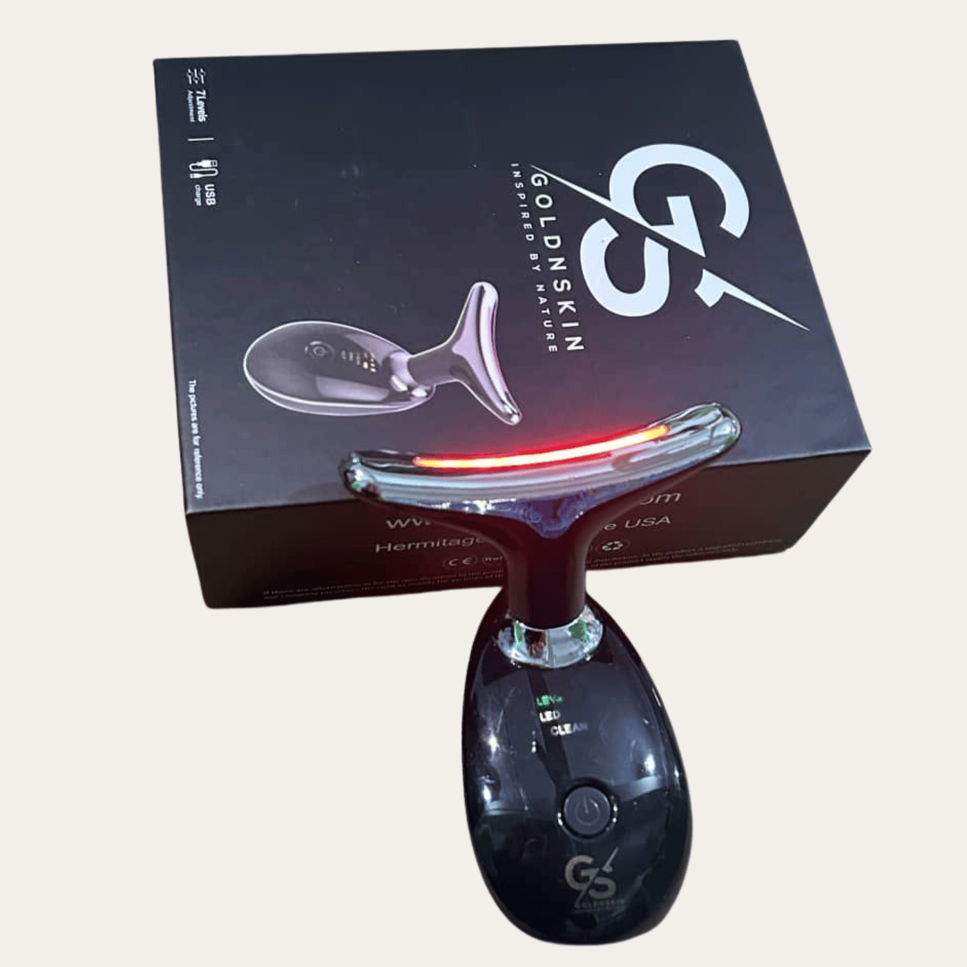 AGELESSGLOW 7-IN-1 FACE & NECK MASSAGER. RED LIGHT THERAPY